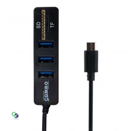 هاب ۳ پورت تایپ سی به همراه رم ریدر کی‌لینک مدل K8191