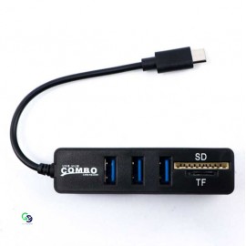 هاب ۳ پورت تایپ سی به همراه رم ریدر کی‌لینک مدل K8191